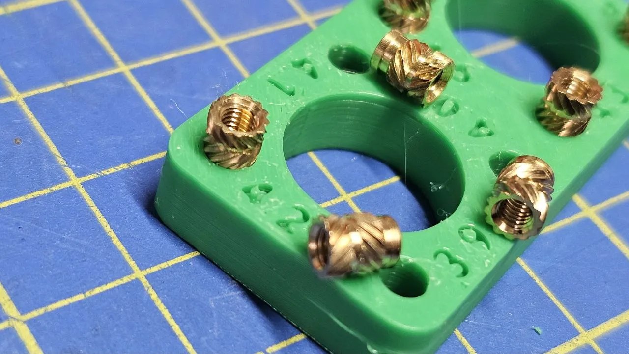 Test and calibration for brass threaded inserts