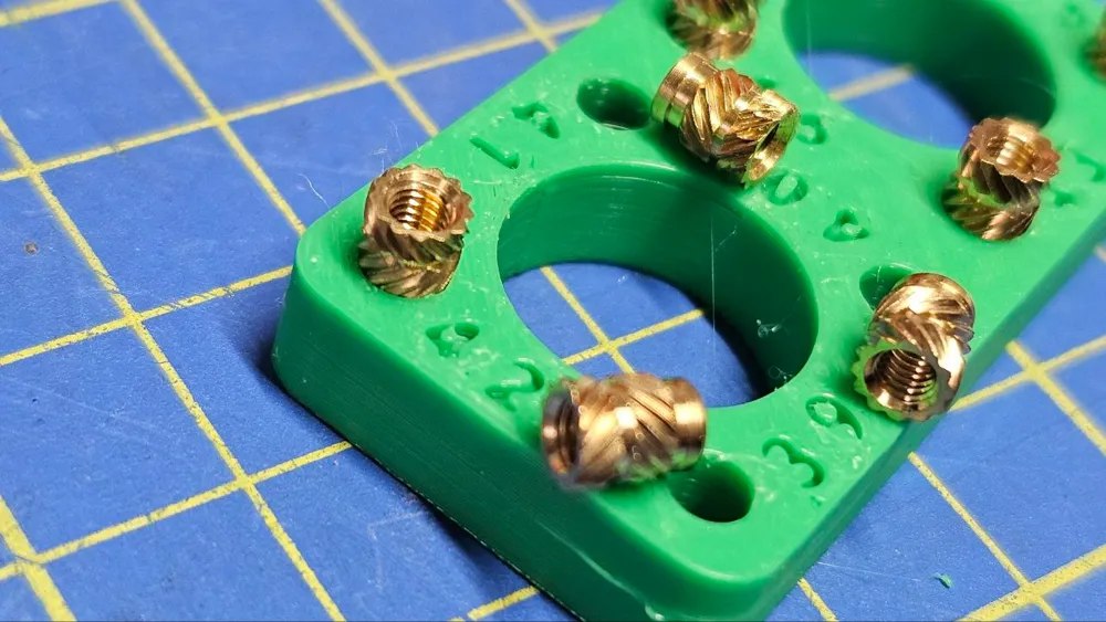 Test and calibration for brass threaded inserts